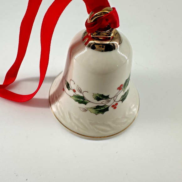 Royal Limited Porcelain Christmas Bell Ornament Holly Berry Gold Trim 2.75" - Picture 3 of 6
